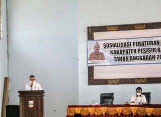 Pjs Bupati Pesisir barat Diwakili Audi Marpi, S.Pd.,MM Buka Sosialisasi Perda Kab. Pesibar Tahun Anggaran 2020