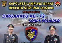 Kapolres Lampung Barat Beserta Jajarannya Mengucapkan Dirgahyu KORPS POLAIRUD Ke-72